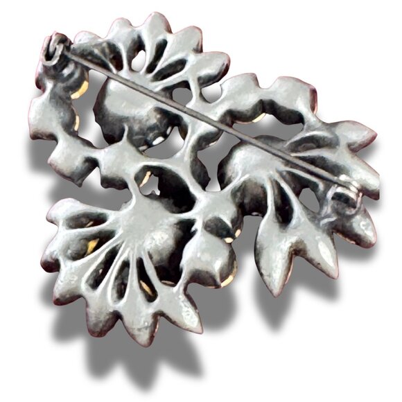 Vintage Green Brooch | UK Aurora Borealis Rhinestone. Crystal Statement Pin - Picture 6 of 12